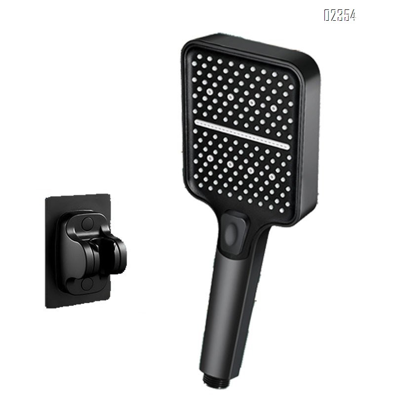High Pressure Shower Head with Bracket Black 3 Mode 1 Button to Switch with Anti Clog Silicone Rubber Nozzles for Bathroom