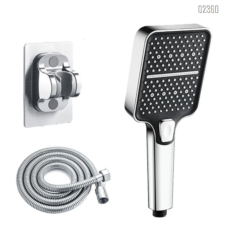 Silver Shower Head Set 3 Mode with 1.5m Leak- Proof Stainless Hose and Bracket High Pressure Handheld Shower Head for Bathroom