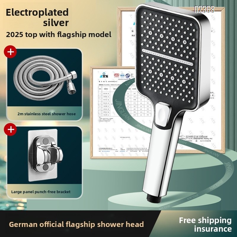 Shower Head Set with Bracket and 2.0m Stainless Leak - Proof Hose 3 Mode Handheld Shower Head Anti Clogging Nozzles for Bathroom