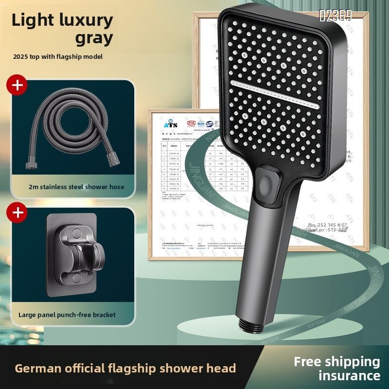 Shower Head Set with Bracket and 2.0m Stainless Leak - Proof Hose 3 Mode Handheld Shower Head Anti Clogging Nozzles for Bathroom