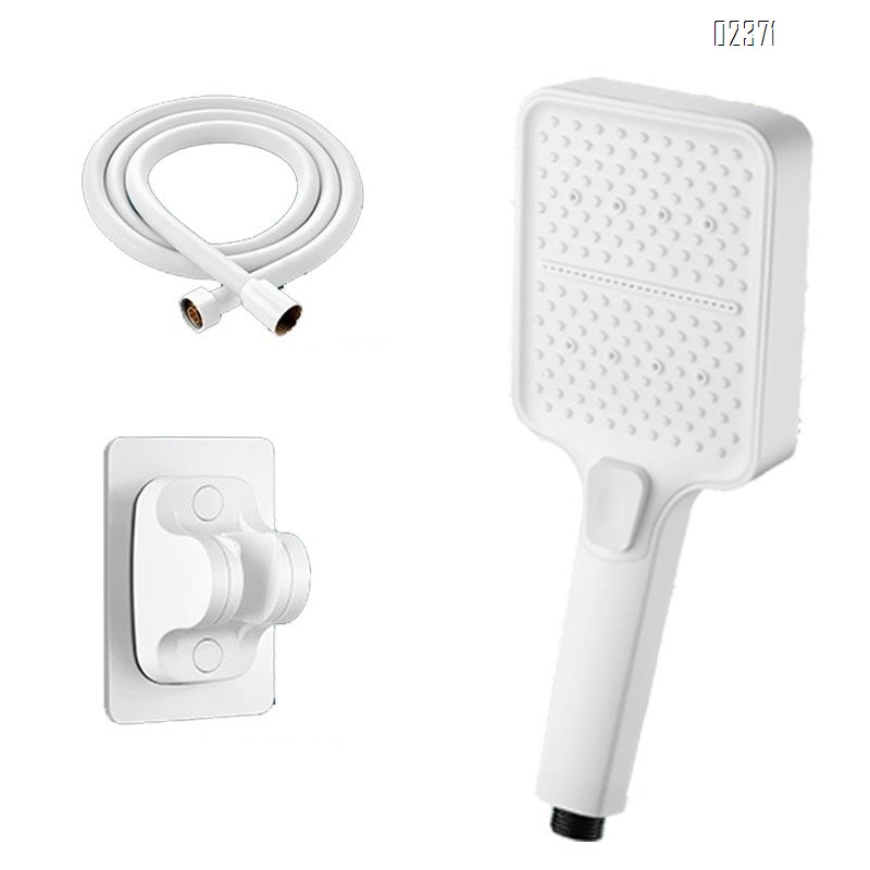 White High Pressure Shower Head Set Bathroom Essential Handheld Shower Head with 2.0m PVC Hose and Bracket Anti Clog Nozzles