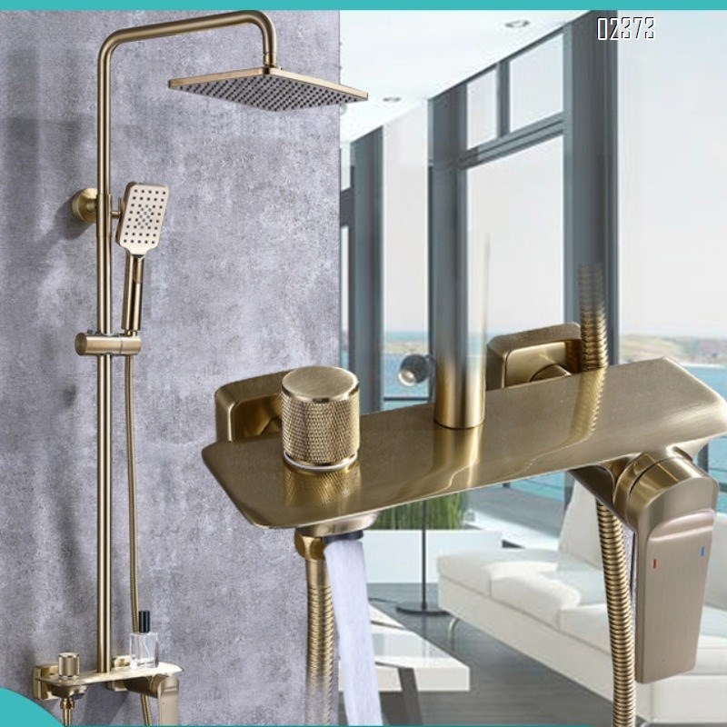 Golden Shower Set Bathroom All-Brass Storage Handheld Pressurized Water-Saving Surface-Mounted Shower Head
