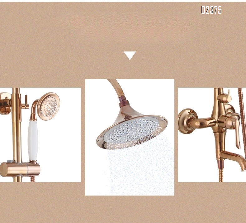 All-Brass Lotus Head Shower Large Shower head Bathroom Surface-Mounted Rose Gold European Style Shower Set
