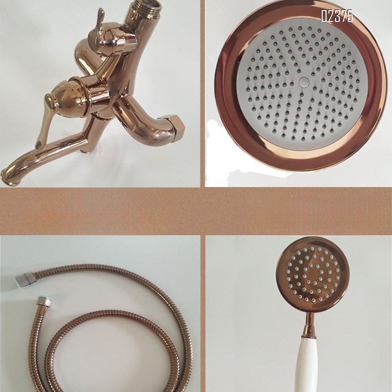All-Brass Lotus Head Shower Large Shower head Bathroom Surface-Mounted Rose Gold European Style Shower Set