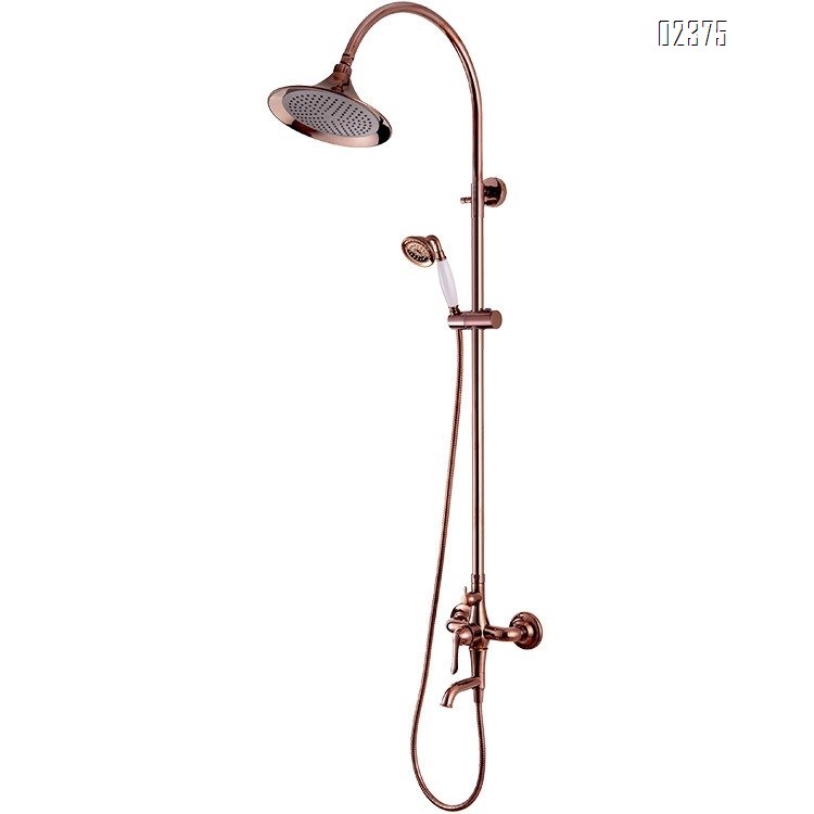 All-Brass Lotus Head Shower Large Shower head Bathroom Surface-Mounted Rose Gold European Style Shower Set