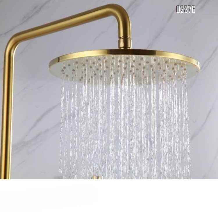 Gold Shower Head Set Full Brass Cold and Hot Water Round Adjustable Handheld Sprinkler for Home Use