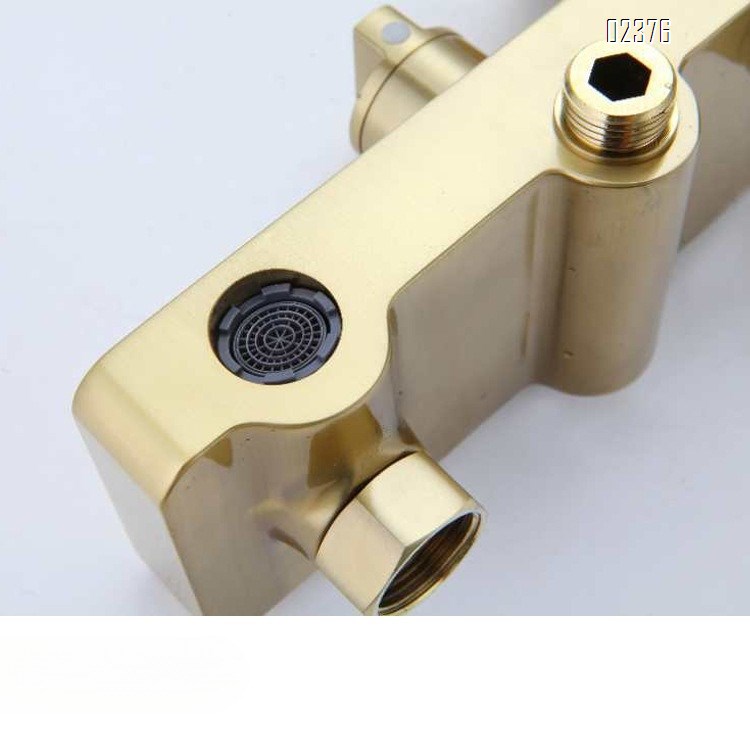 Gold Shower Head Set Full Brass Cold and Hot Water Round Adjustable Handheld Sprinkler for Home Use