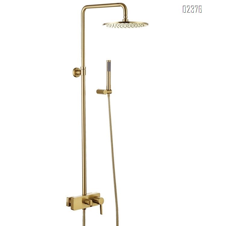 Gold Shower Head Set Full Brass Cold and Hot Water Round Adjustable Handheld Sprinkler for Home Use