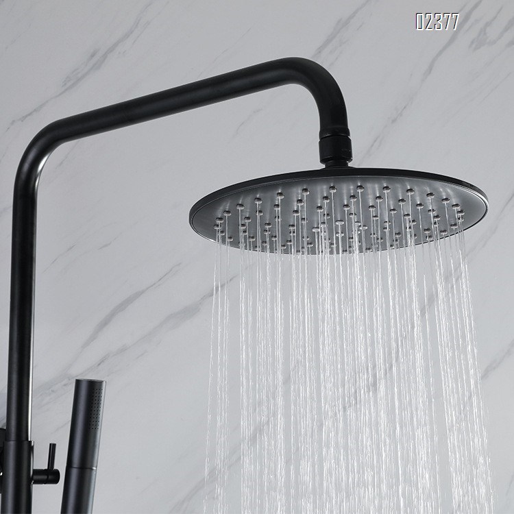 High-Pressure Handheld Multi-Function Shower Head Bathroom Top Spray Set Brass Hot and Cold Black Shower Head Set Faucet