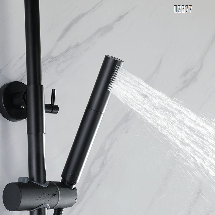 High-Pressure Handheld Multi-Function Shower Head Bathroom Top Spray Set Brass Hot and Cold Black Shower Head Set Faucet