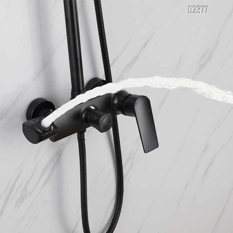 High-Pressure Handheld Multi-Function Shower Head Bathroom Top Spray Set Brass Hot and Cold Black Shower Head Set Faucet