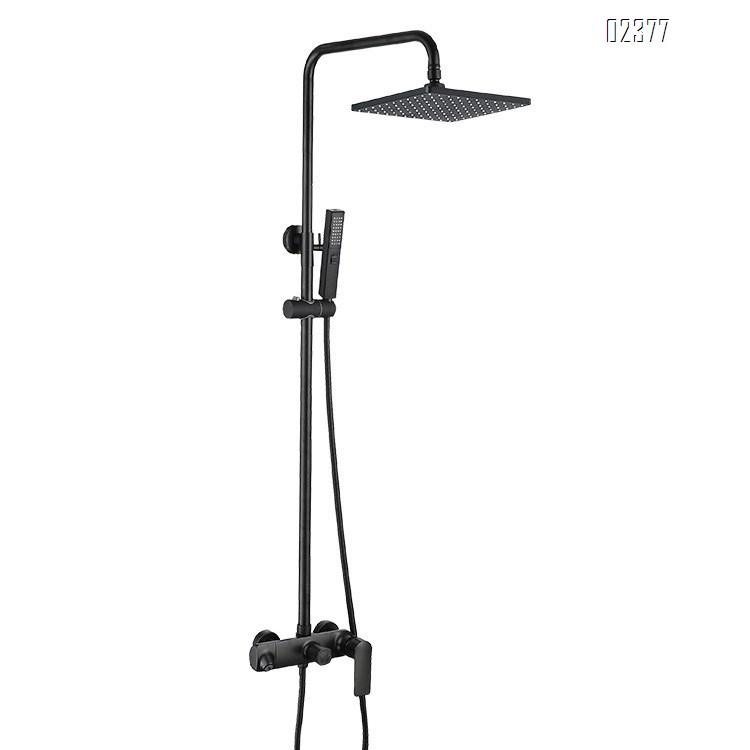 High-Pressure Handheld Multi-Function Shower Head Bathroom Top Spray Set Brass Hot and Cold Black Shower Head Set Faucet