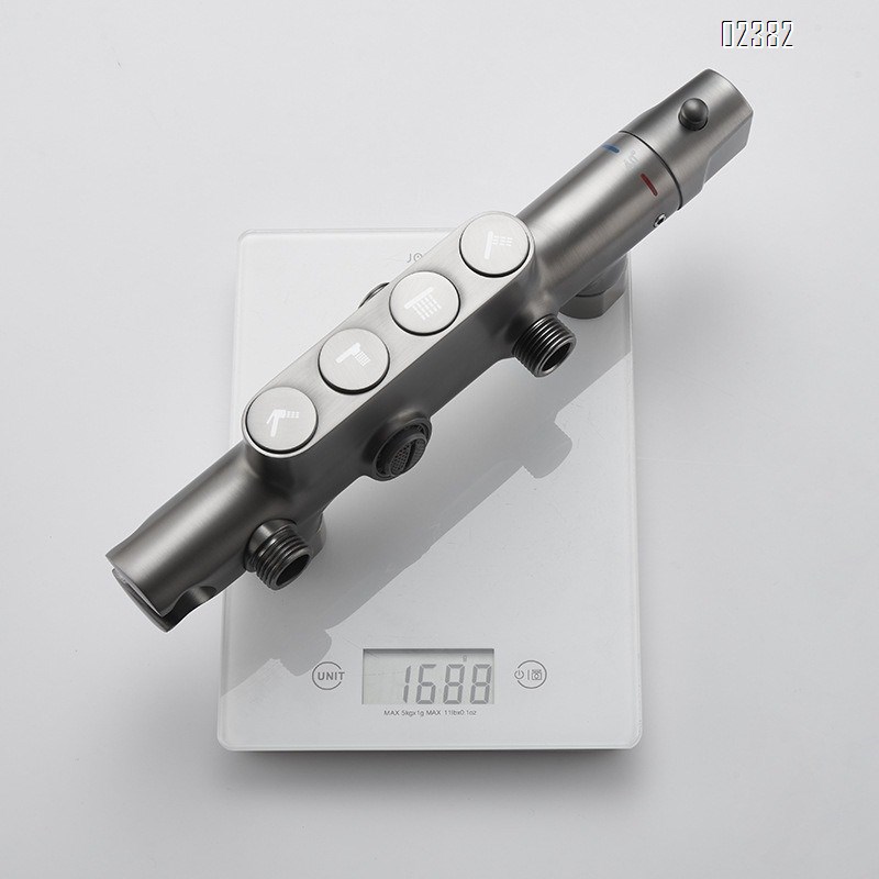 Brass Thermostatic Constant Temperature Shower Head Set Sprayer Round Gun Gray Waterfall Four Functions Tap