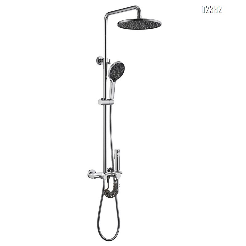 Brass Thermostatic Constant Temperature Shower Head Set Sprayer Round Gun Gray Waterfall Four Functions Tap