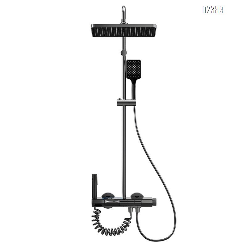 Alumimum New Gun Gray Digital Display Shower Head Hotel Atmosphere Light Set Multifunctional Shower Head