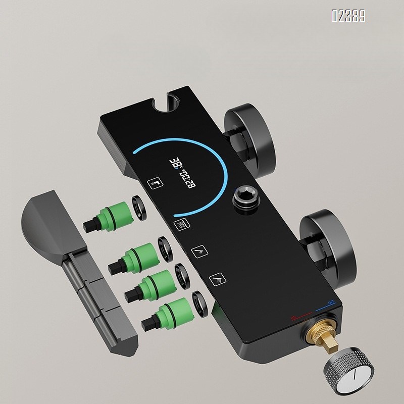 Alumimum New Gun Gray Digital Display Shower Head Hotel Atmosphere Light Set Multifunctional Shower Head