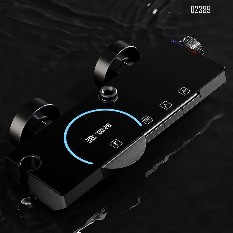 Alumimum New Gun Gray Digital Display Shower Head Hotel Atmosphere Light Set Multifunctional Shower Head