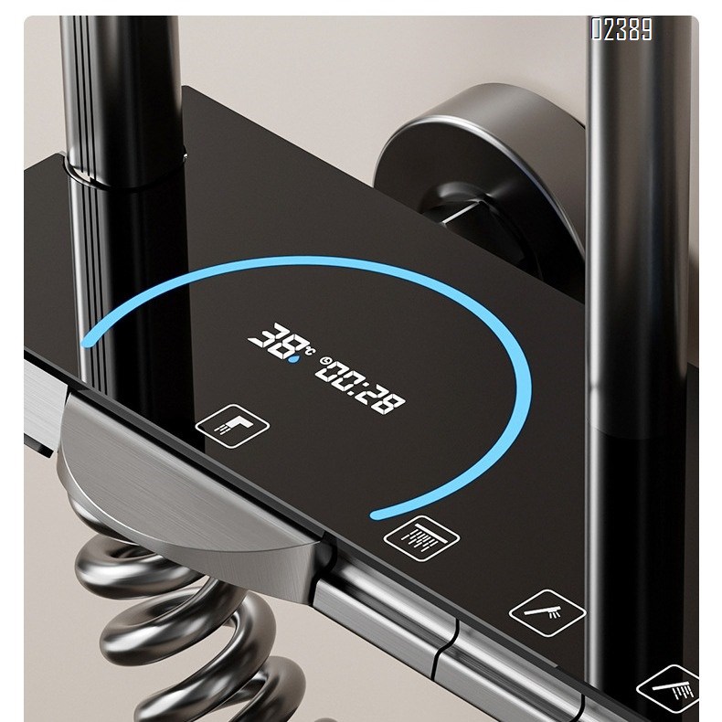 Alumimum New Gun Gray Digital Display Shower Head Hotel Atmosphere Light Set Multifunctional Shower Head