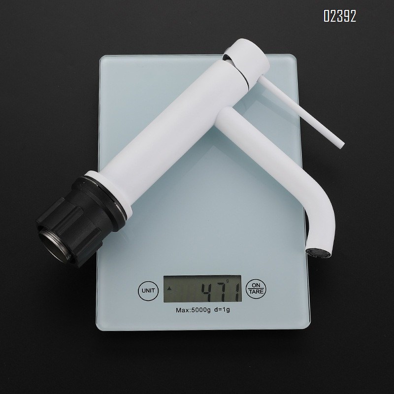 Single Hole Stainless Steel Hot and Cold Bathroom Faucet Household Round SUS304 White Washbasin Basin Faucet