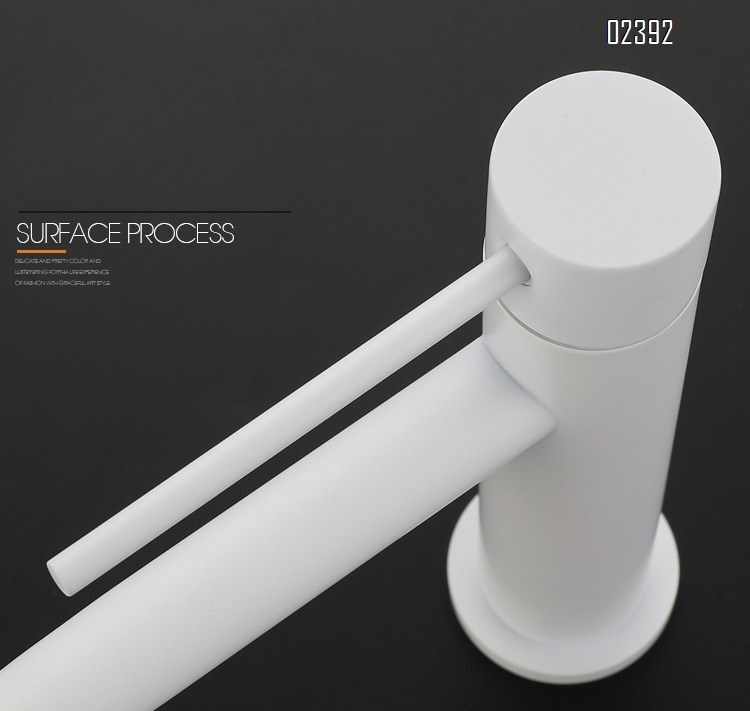 Single Hole Stainless Steel Hot and Cold Bathroom Faucet Household Round SUS304 White Washbasin Basin Faucet