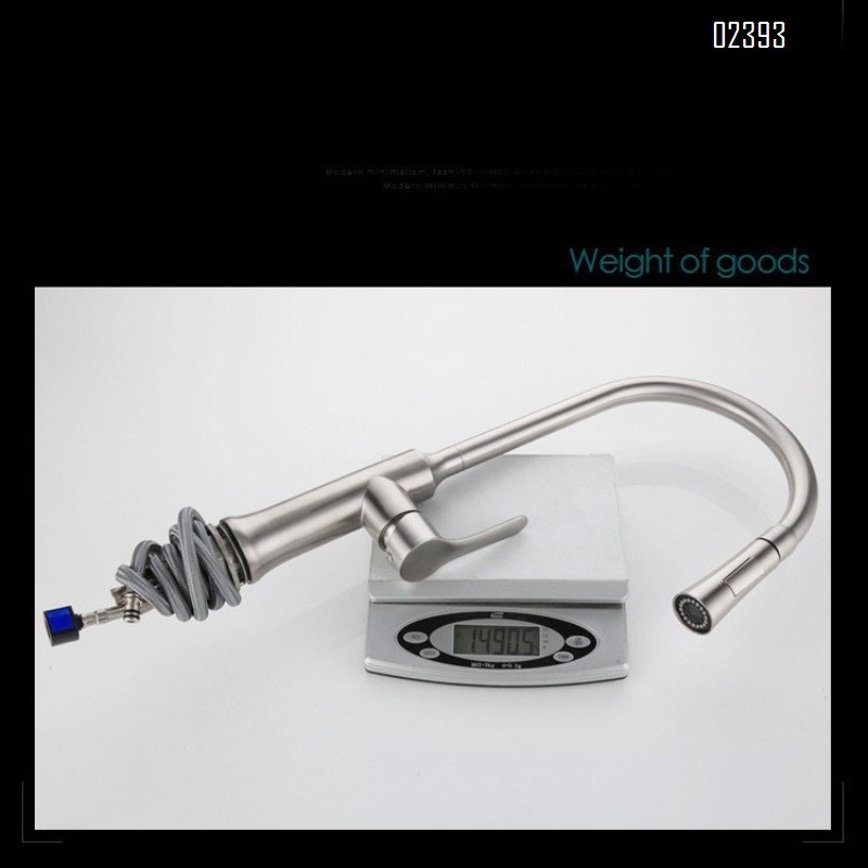 304 Stainless Steel Kitchen Pull-out Faucet Hot and Cold Rotating High-end Telescopic Sink Faucet Tap