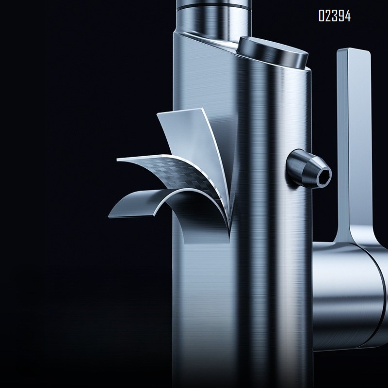 Kitchen Hot and Cold Water Purifier Two-in-One Faucet Pull-out Digital Display Waterfall Brass Rotatable Dishwashing Sink