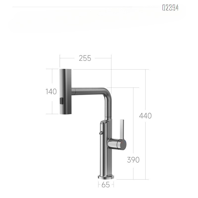 Kitchen Hot and Cold Water Purifier Two-in-One Faucet Pull-out Digital Display Waterfall Brass Rotatable Dishwashing Sink