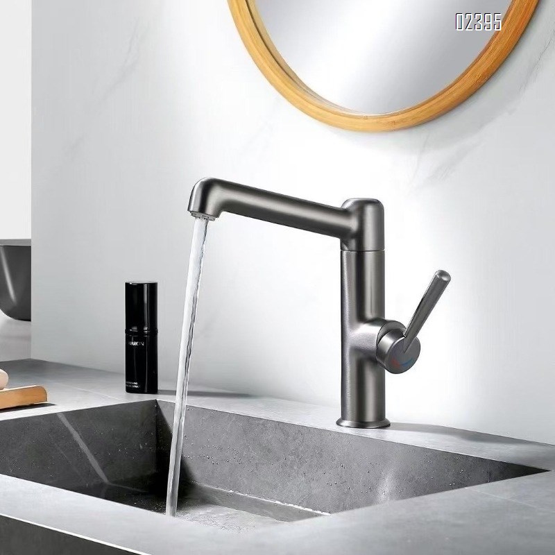 Brass Gun Gray Bathroom Wash basin Faucet Hydroelectric Digital Display Faucet Rotating Basin Faucet