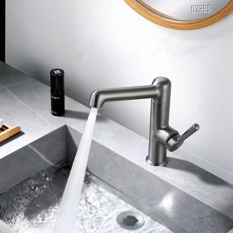 Brass Gun Gray Bathroom Wash basin Faucet Hydroelectric Digital Display Faucet Rotating Basin Faucet