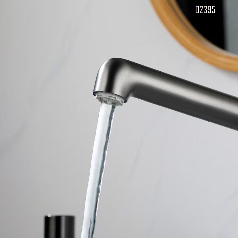 Brass Gun Gray Bathroom Wash basin Faucet Hydroelectric Digital Display Faucet Rotating Basin Faucet