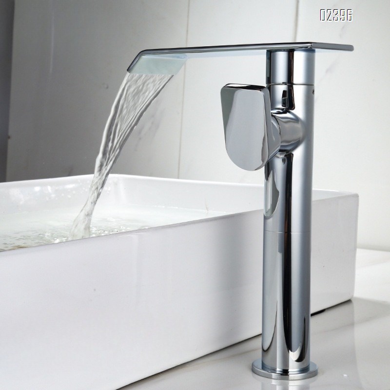 Gold Waterfall Basin Faucet Hot and Cold Brass Wash Basin Basin for Washing Face and Hair Countertop Basin Rotating  Tap