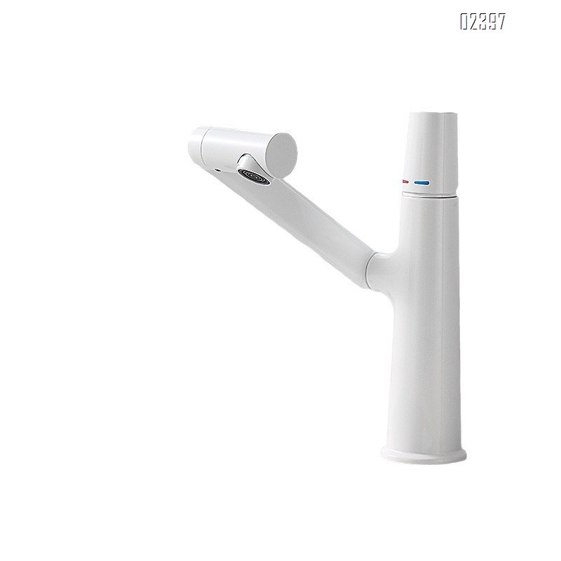 Brass Wash Basin Lucky Cat White Universal Rotating Bathroom Hotel Basin Wash Basin Hot and Cold Faucet