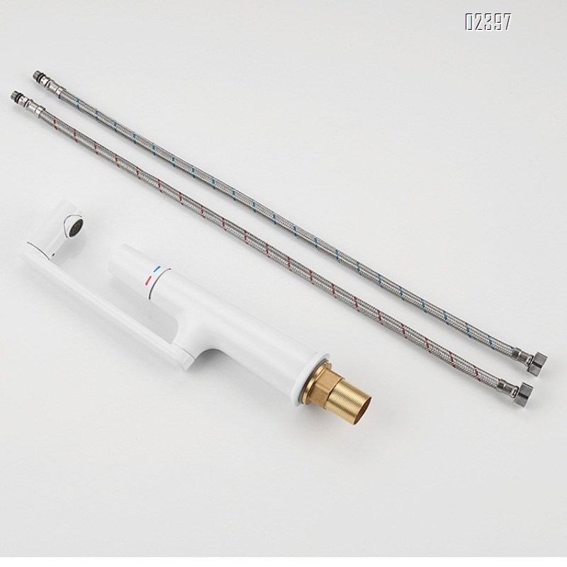 Brass Wash Basin Lucky Cat White Universal Rotating Bathroom Hotel Basin Wash Basin Hot and Cold Faucet