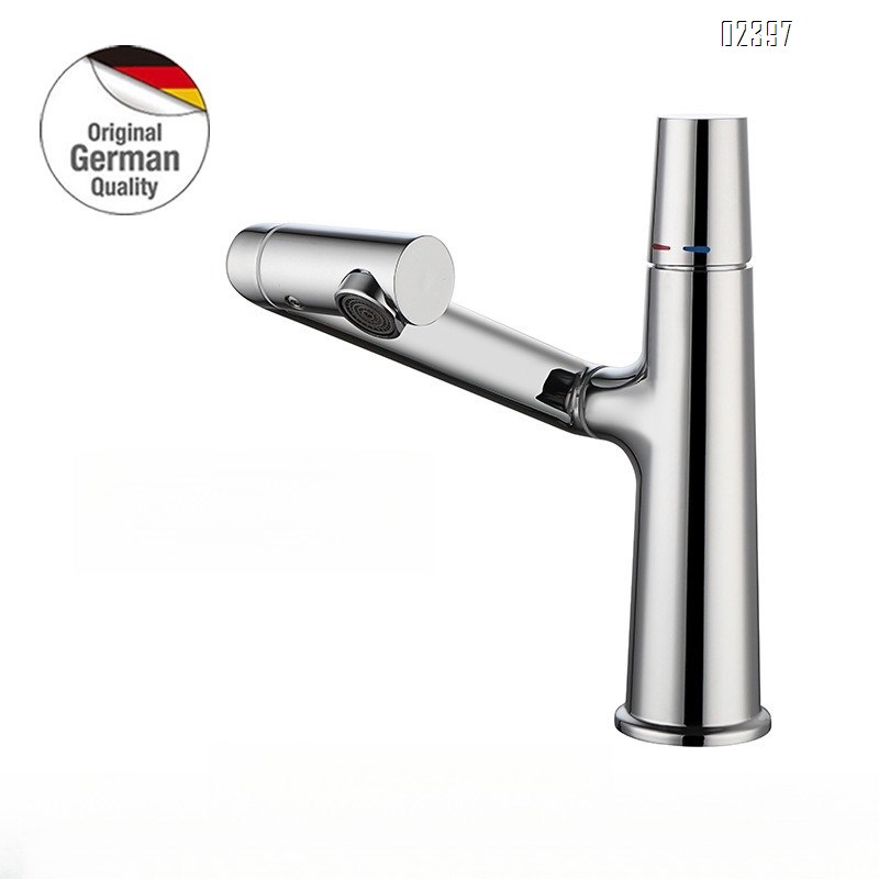 Brass Wash Basin Lucky Cat White Universal Rotating Bathroom Hotel Basin Wash Basin Hot and Cold Faucet