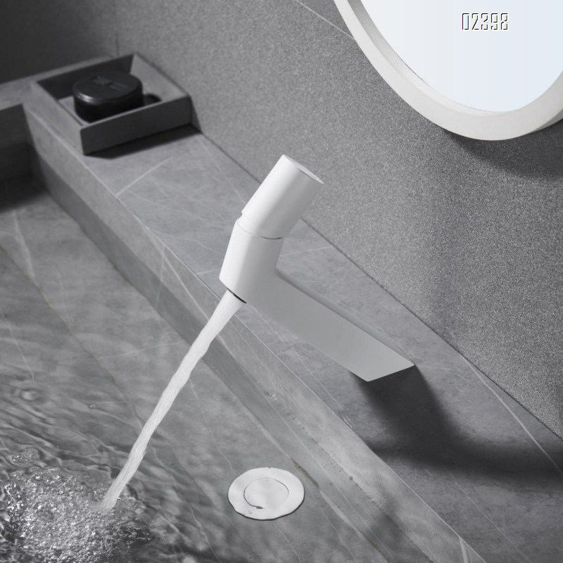 All-Brass Simple White Gun Gray Basin Faucet Cold and Hot Water Washbasin Bathroom Sink Undermount Faucet