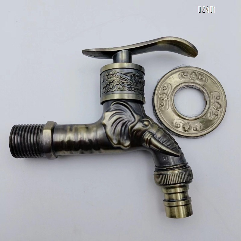 Home Antique Thickened Faucet Antique Wall-Mounted Mop Sink Faucet Balcony Quick-Open 1/2 Inch Washing Machine Faucet