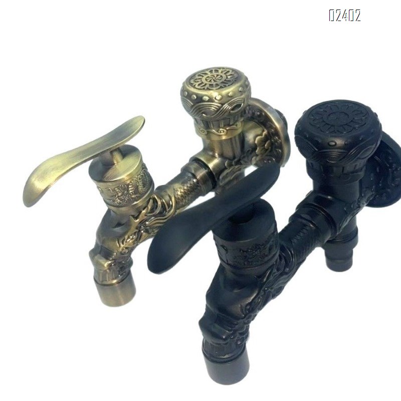 Qinglong Carved Mid-Length Faucet Washing Machine Mop Sink Pull Vintage Faucet for Balcony