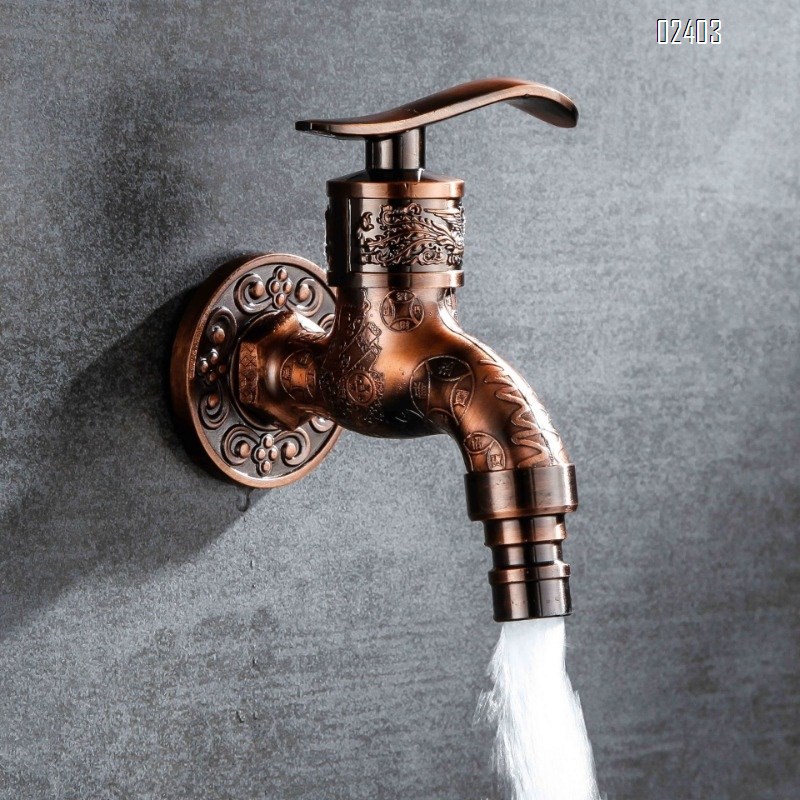 Vintage Washing Machine Faucet Zinc Alloy Thickened Single Cold Water Spout Quick Open Faucet
