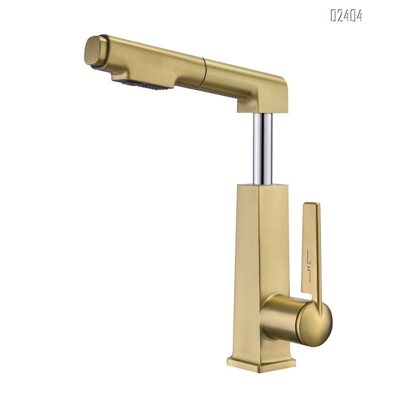 White Basin Faucet Hot and Cold All-Brass Pull-Out with Lift and Rotation for Washing Face and Mouthwash Under-Sink Basin