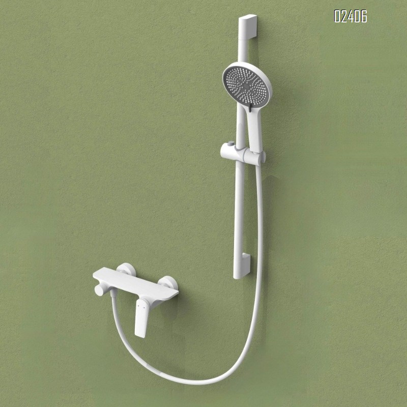 White Household Bathroom Shower Set Full Brass Booster Rain Shower Head Adjustable