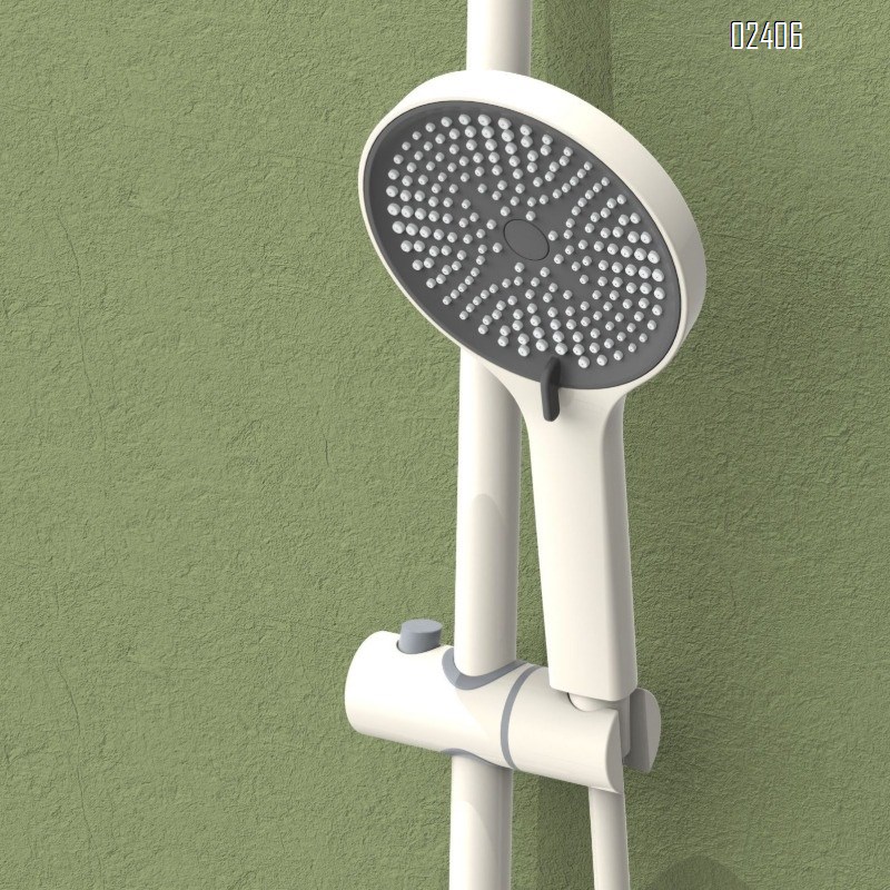 White Household Bathroom Shower Set Full Brass Booster Rain Shower Head Adjustable