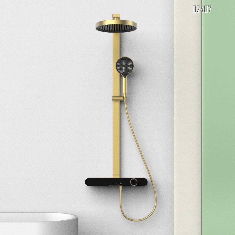 White Bathroom Shelf Shower Set Bathroom Hot and Cold Water Lift Home Shower Pressurized Shower Head