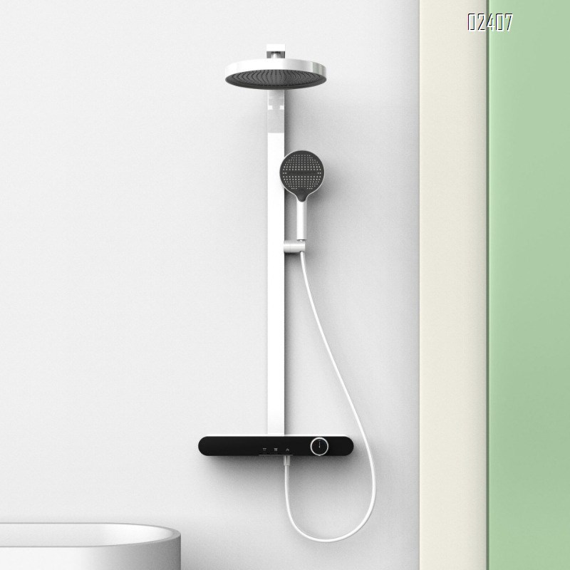 White Bathroom Shelf Shower Set Bathroom Hot and Cold Water Lift Home Shower Pressurized Shower Head