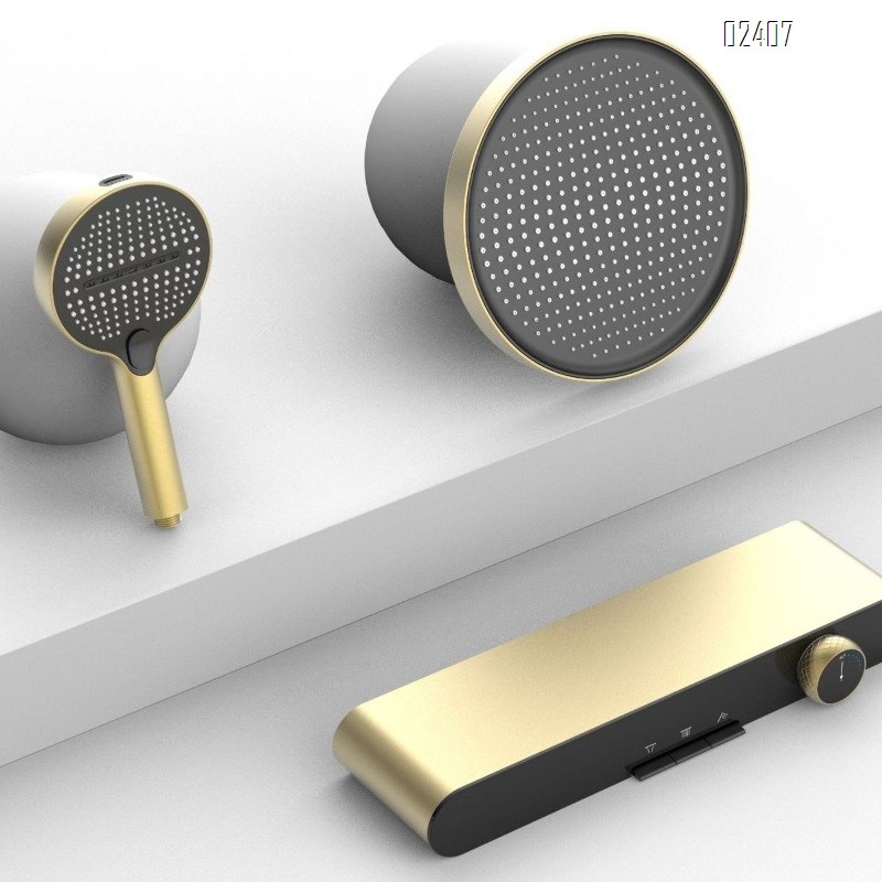 White Bathroom Shelf Shower Set Bathroom Hot and Cold Water Lift Home Shower Pressurized Shower Head