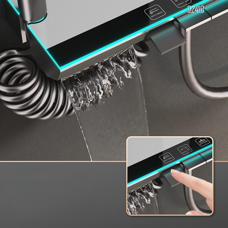 Home Shower Set with Thermostatic Digital Display Ambient Light Dual Control for Hot and Cold Water and Pressure-Boosting Lotus Head