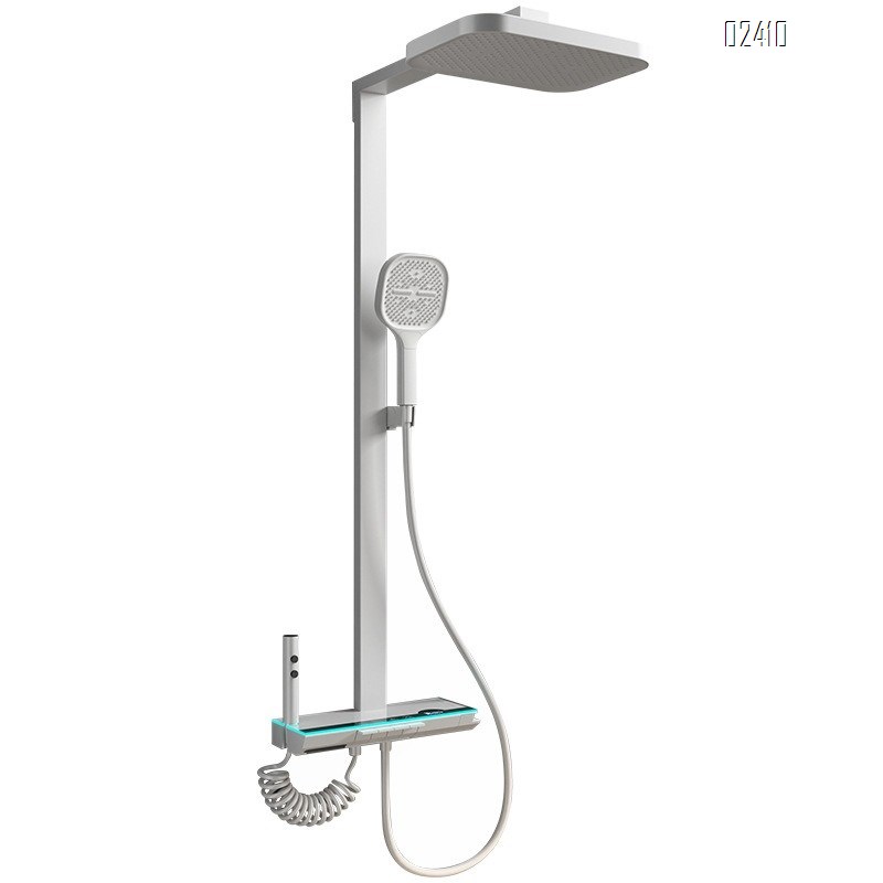 Home Shower Set with Thermostatic Digital Display Ambient Light Dual Control for Hot and Cold Water and Pressure-Boosting Lotus Head