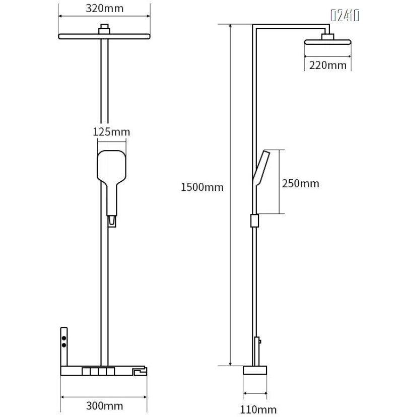 Home Shower Set with Thermostatic Digital Display Ambient Light Dual Control for Hot and Cold Water and Pressure-Boosting Lotus Head