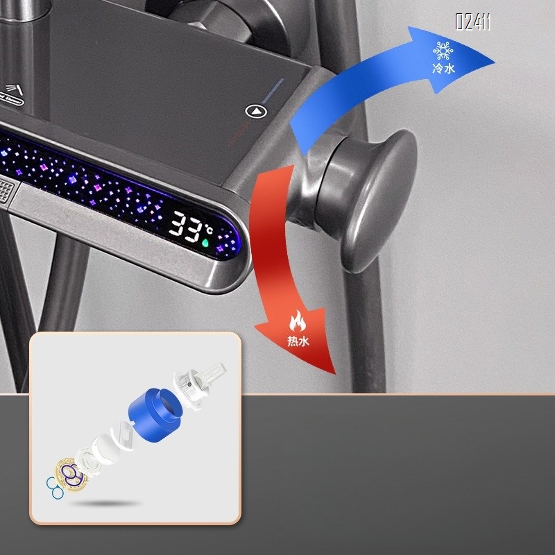 Aluminum Shower Head Set Hot and Cold Water Dual Control Thermostatic Shower head Tap