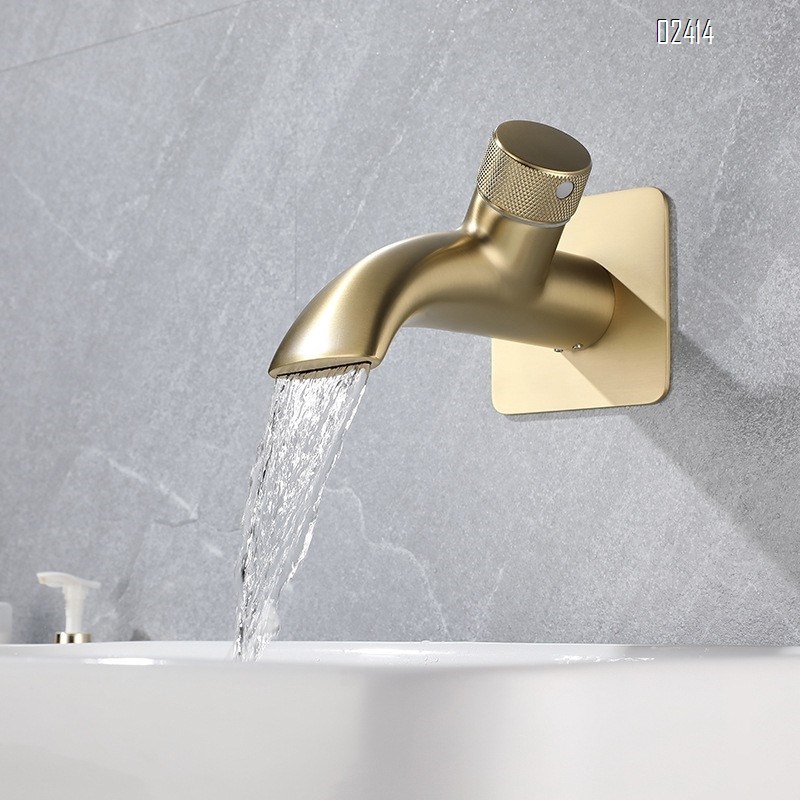 Wall Mounted Brass Basin Faucet Hot and Cold Integrated Concealed Embedded Waterfall Outlet Wall-Mounted Faucet