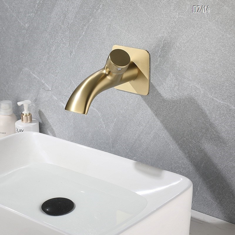 Wall Mounted Brass Basin Faucet Hot and Cold Integrated Concealed Embedded Waterfall Outlet Wall-Mounted Faucet